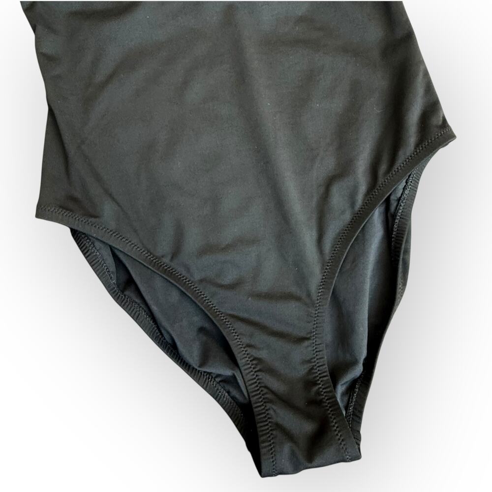 J.CREW Halter Scalloped Swimsuit One Piece Minimalist Classic Black V-neck Sz 2 - Picture 3 of 12
